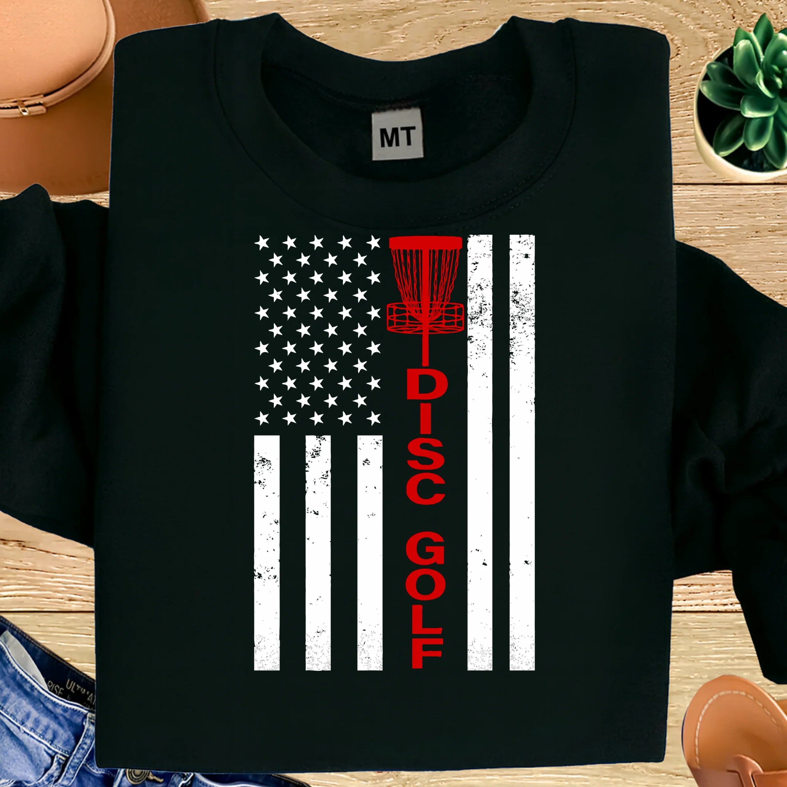 Disc Golf American Flag Shirt | Patriotic Disc Golf T-Shirt | USA Disc Golfer Tee