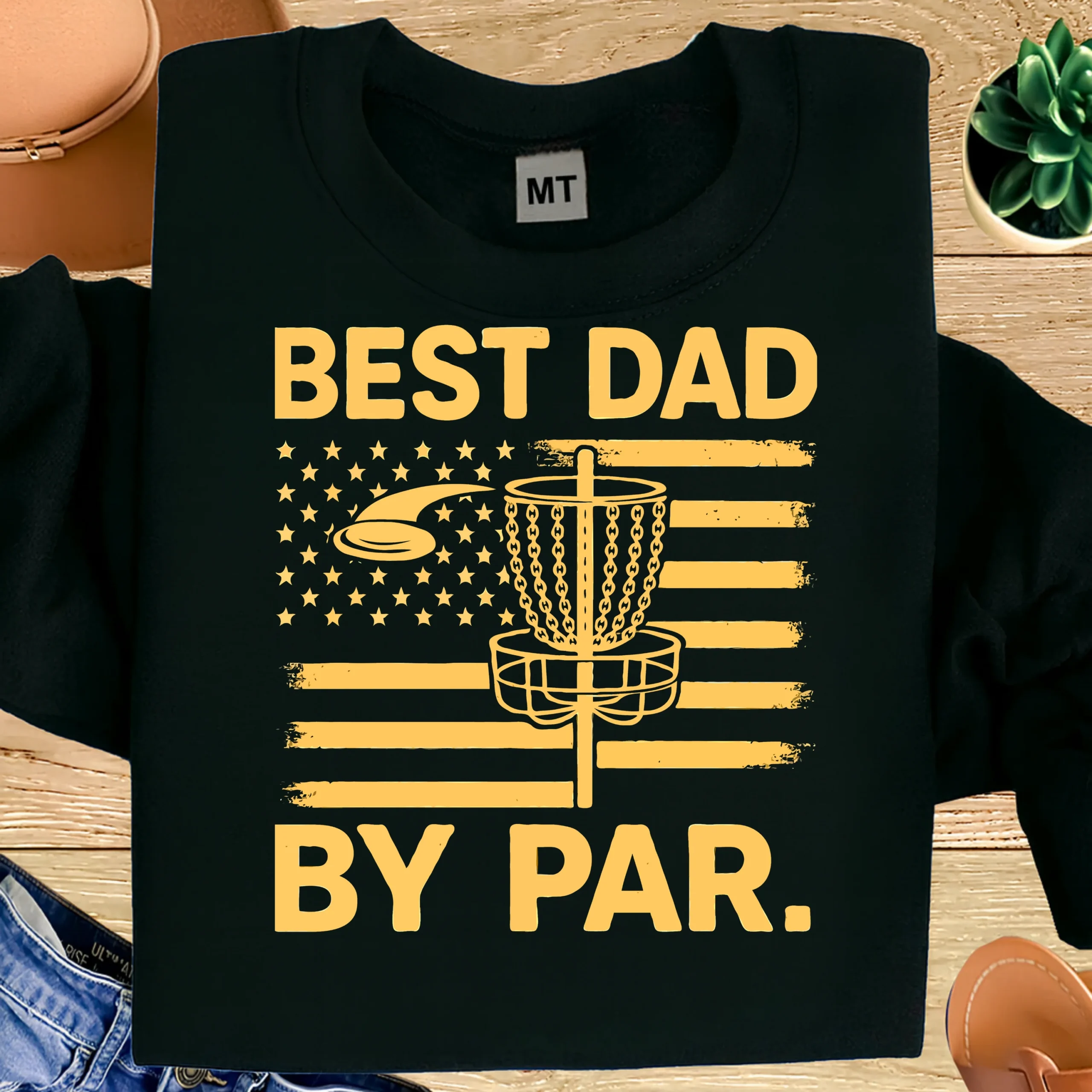 Best Dad By Par Disc Golf Shirt | Disc Golf Dad T-Shirt | Funny Disc Golf Father’s Day Gift | Disc Golf Basket USA Tee