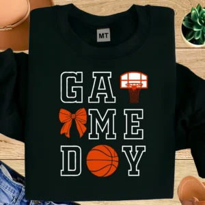 Game Day Basketball T-Shirt | Cute Basketball Bow Game Day Tee