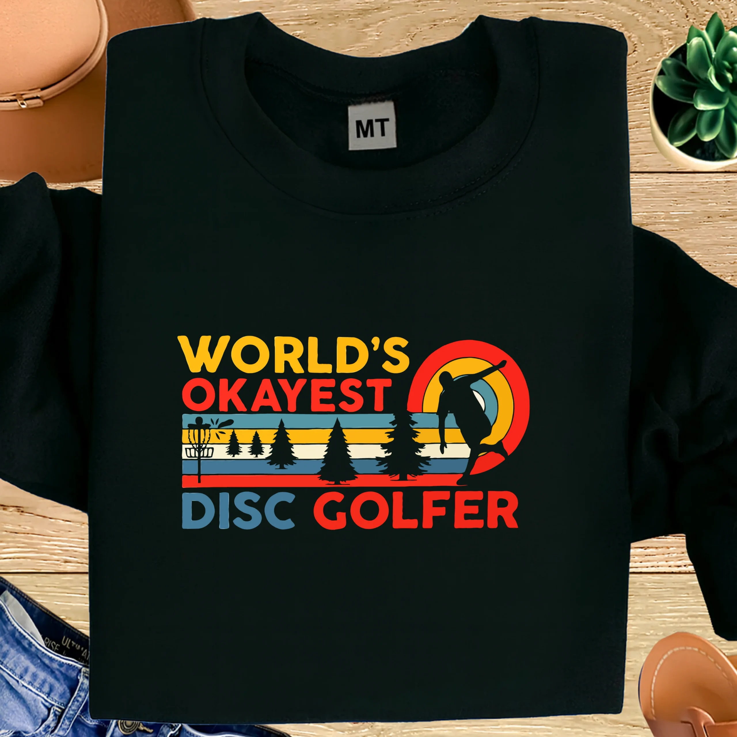World’s Okayest Disc Golfer Shirt | Funny Disc Golf T-Shirt | Disc Golf Gift for Men | Retro Disc Golfer Tee | Disc Golf Joke Shirt