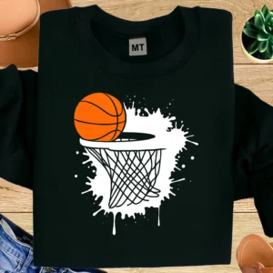 Basketball Splash Hoop T-Shirt | Paint Effect Basketball Graphic Tee