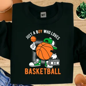 Just A Boy Who Loves Basketball T-Shirt | Cute Basketball Lover Graphic Tee