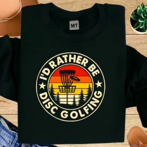 I’d Rather Be Disc Golfing Shirt | Funny Disc Golf T-Shirt | Vintage Sunset Disc Golf Tee | Disc Golfer Gift | Frisbee Golf Shirt