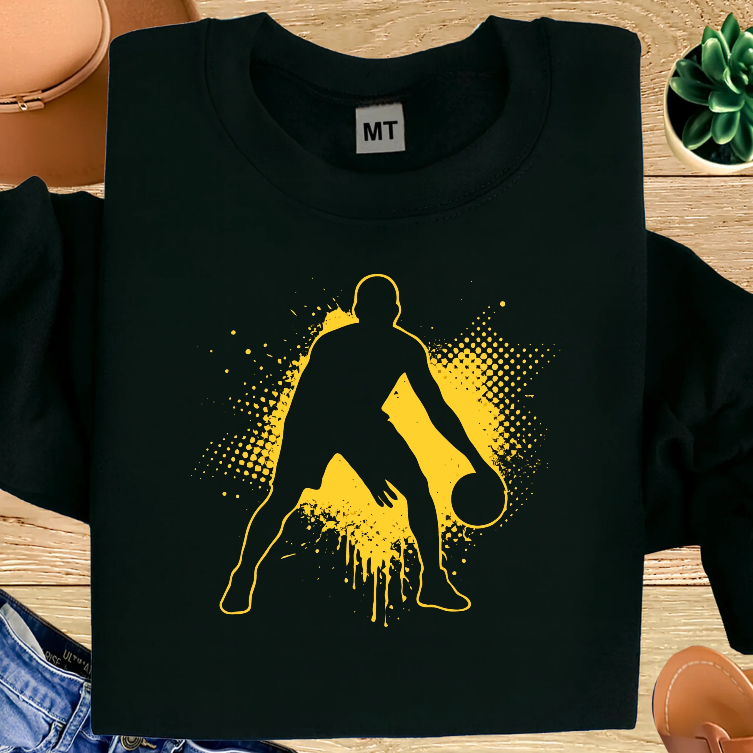 Basketball Dribble Silhouette T-Shirt | Street Basketball Player Tee