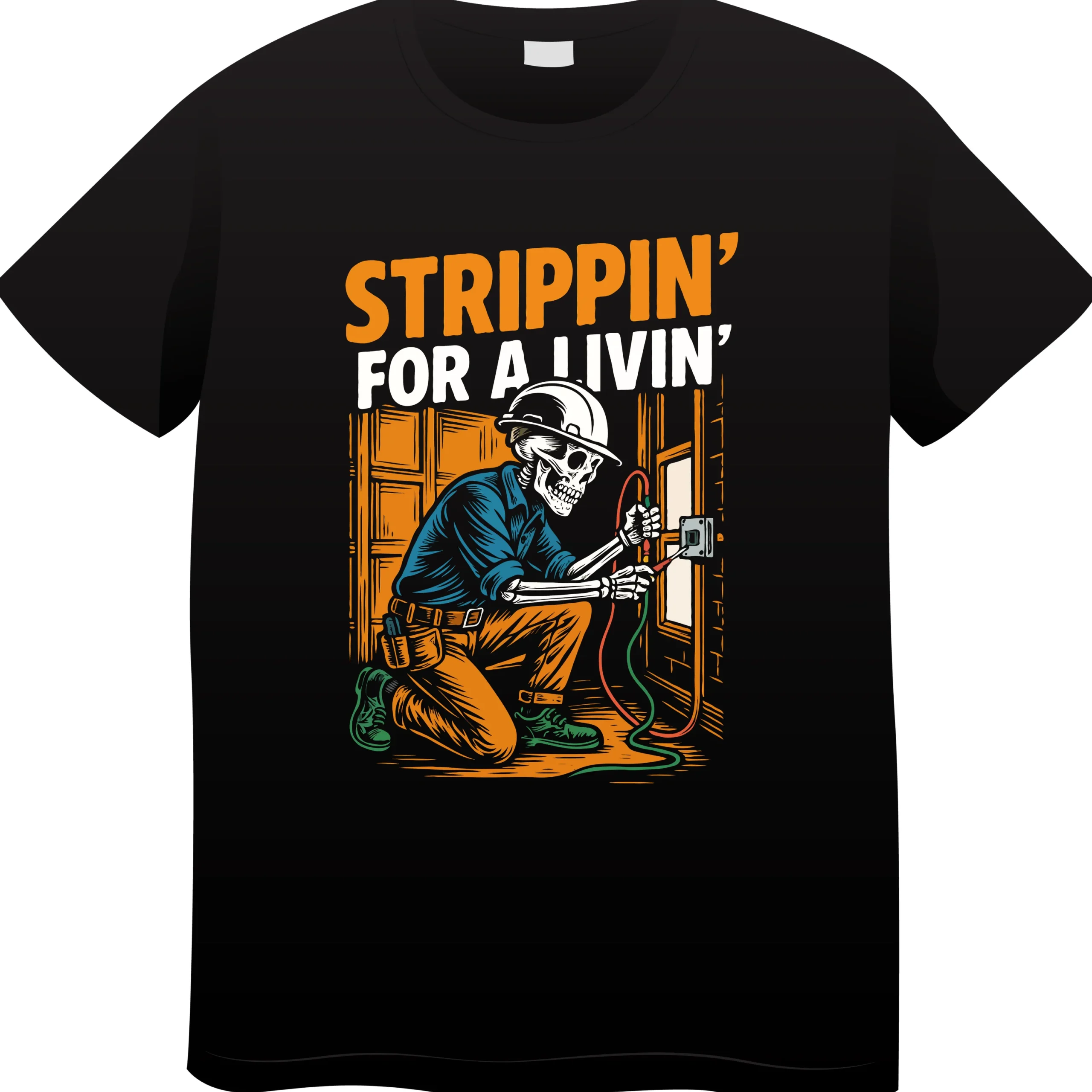 Strippin’ for a Livin’ T-Shirt | Funny Electrician Humor Tee - Image 4