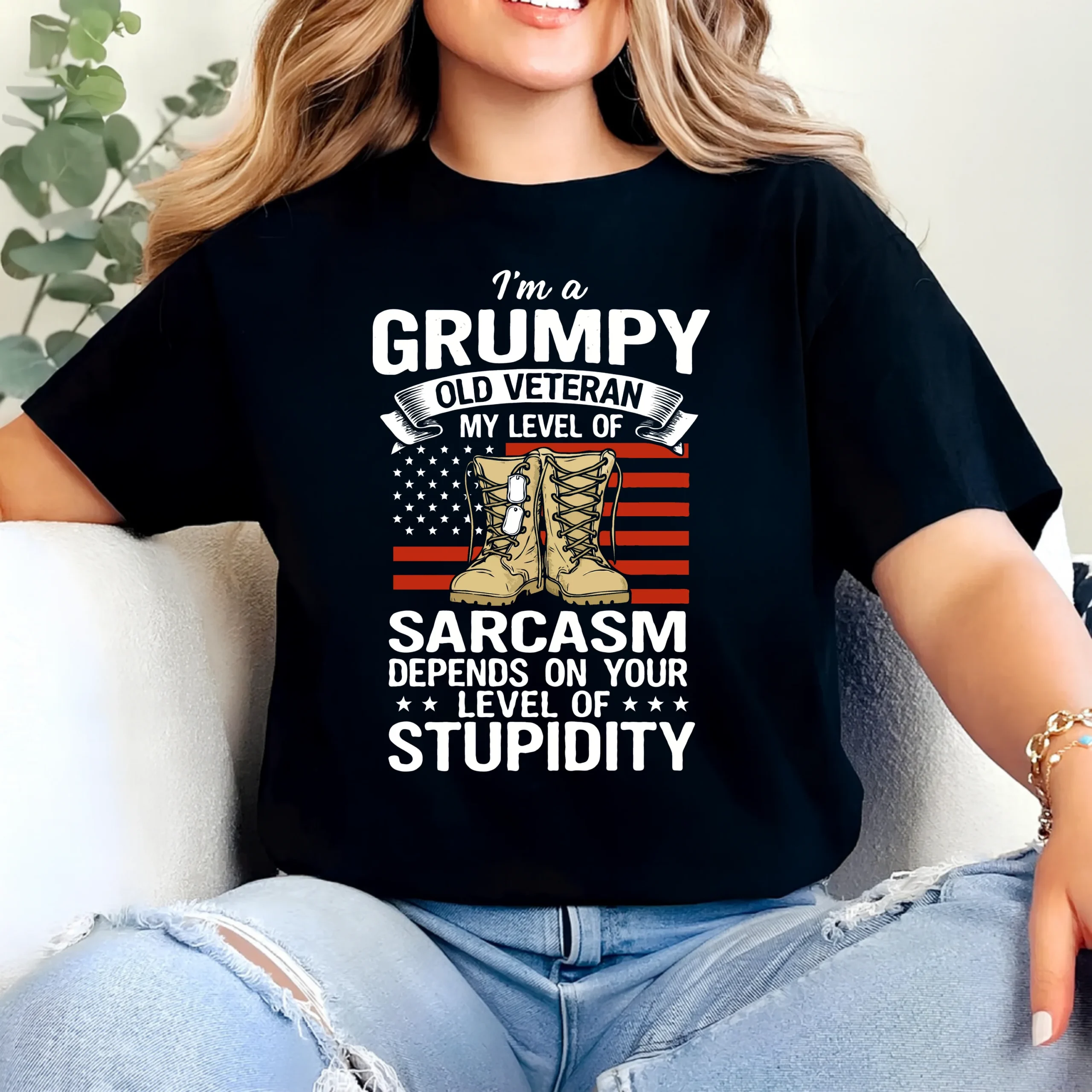 Grumpy Old Veteran T-Shirt | Funny Military Sarcasm Tee - Image 2