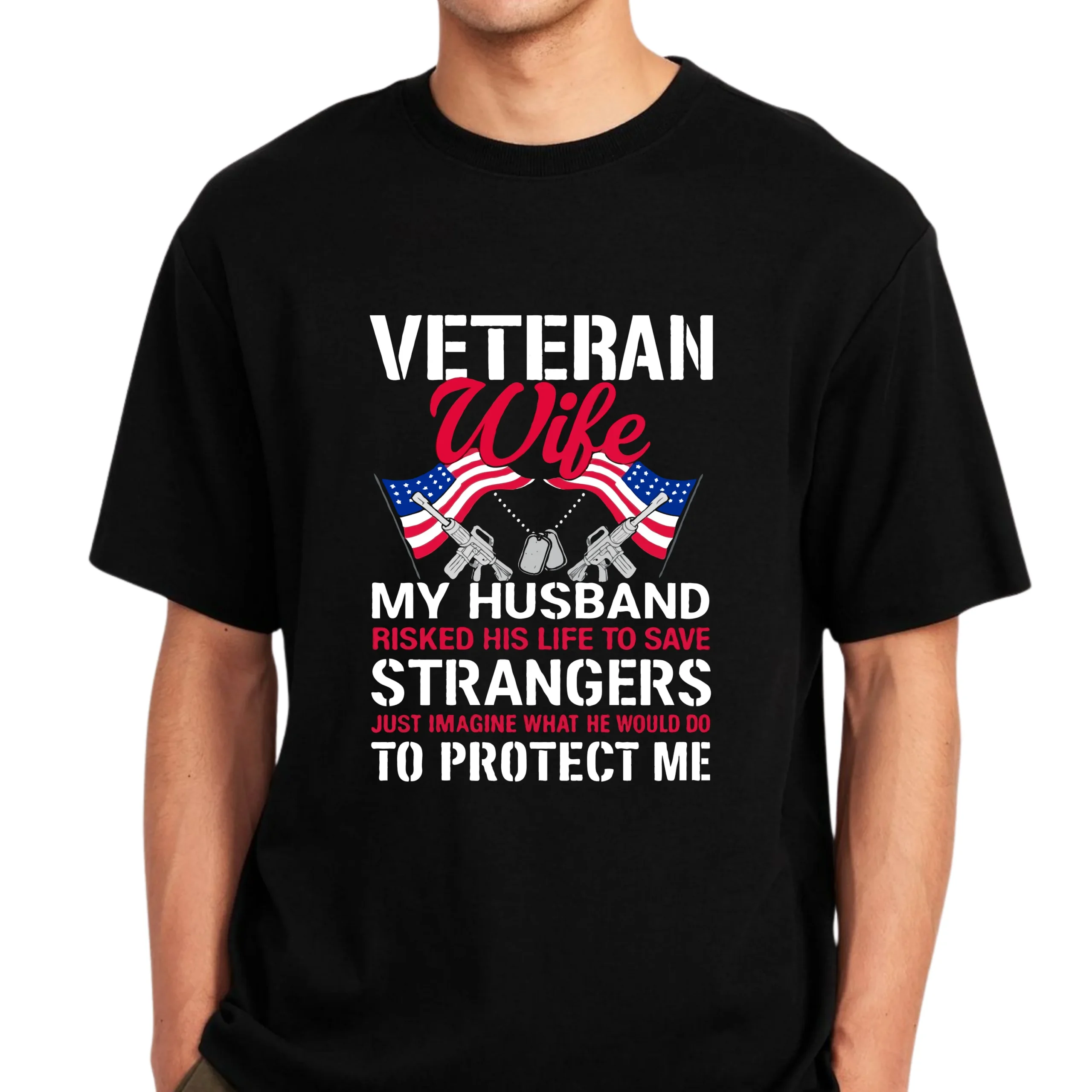 Veteran Wife T-Shirt | Proud Military Wife Patriotic Tee - Image 4