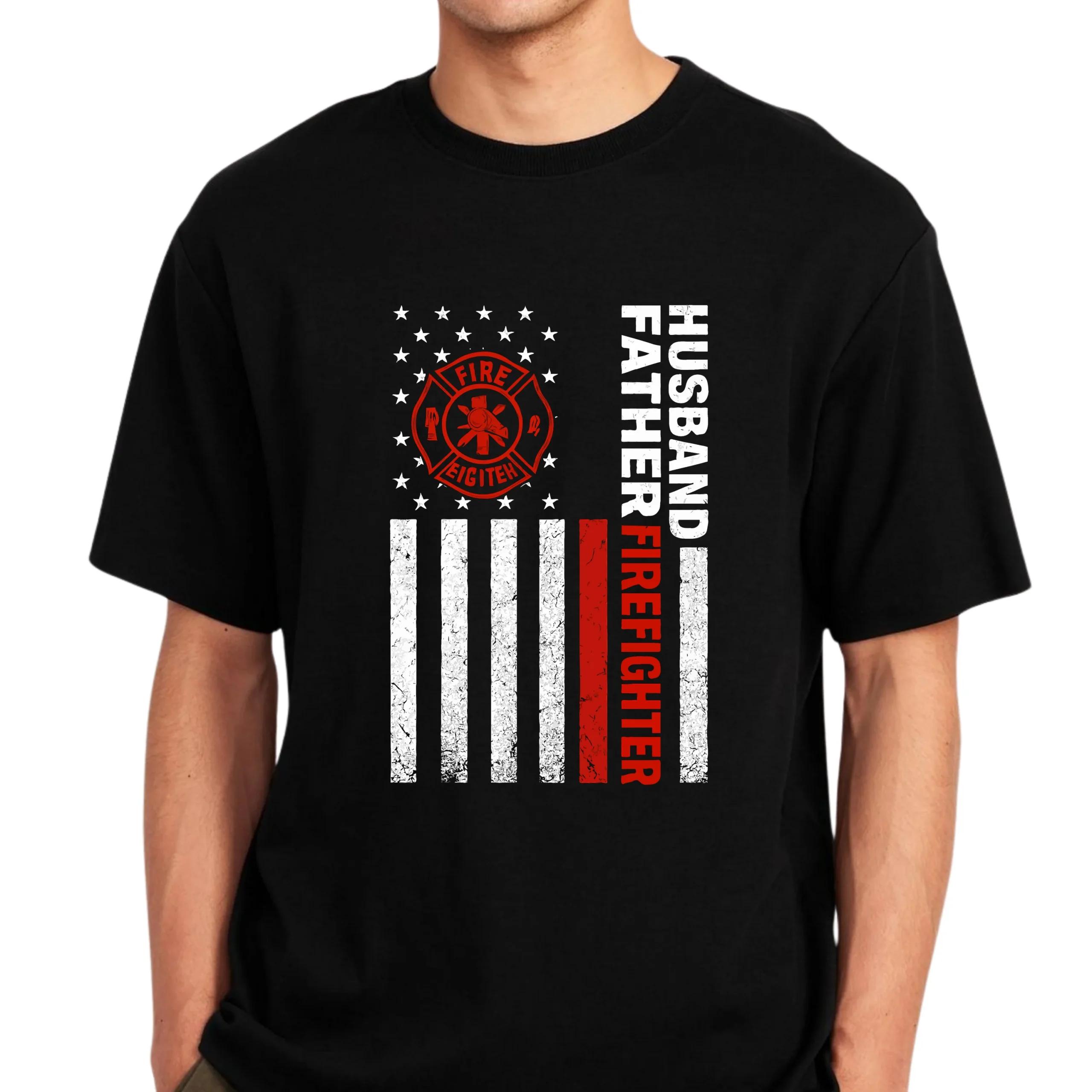 Husband Father Firefighter T-Shirt | Firefighter Pride Tee - Image 3