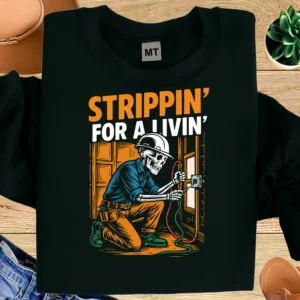 ⚡ Strippin’ for a Livin’ – Funny Electrician Humor T-Shirt Show off your trade pride with the Strippin’ for a Livin’ T-Shirt, a hilarious and bold design made for electricians who know their work — and their humor. This shirt features a detailed electrician graphic with a playful slogan that instantly connects with tradesmen, linemen, and blue-collar workers. Made from premium soft cotton, it offers all-day comfort whether you’re on the job site or off duty. Perfect for electricians who earn their living stripping wires — not dancing. ⭐ Product Features ✔ Premium quality cotton fabric ✔ Soft, breathable & durable ✔ High-resolution, fade-resistant print ✔ Funny electrician humor design ✔ Comfortable unisex fit 🎁 Perfect Gift For 🎁 Electricians & apprentices 🎁 Linemen & trade workers 🎁 Blue-collar humor lovers 🎁 Job-site joke fans 🎁 Birthday, Father’s Day & holiday gifts 👕 Ideal For Worksite & shop wear Casual everyday outfits Trade events & meetups Workshop & garage wear