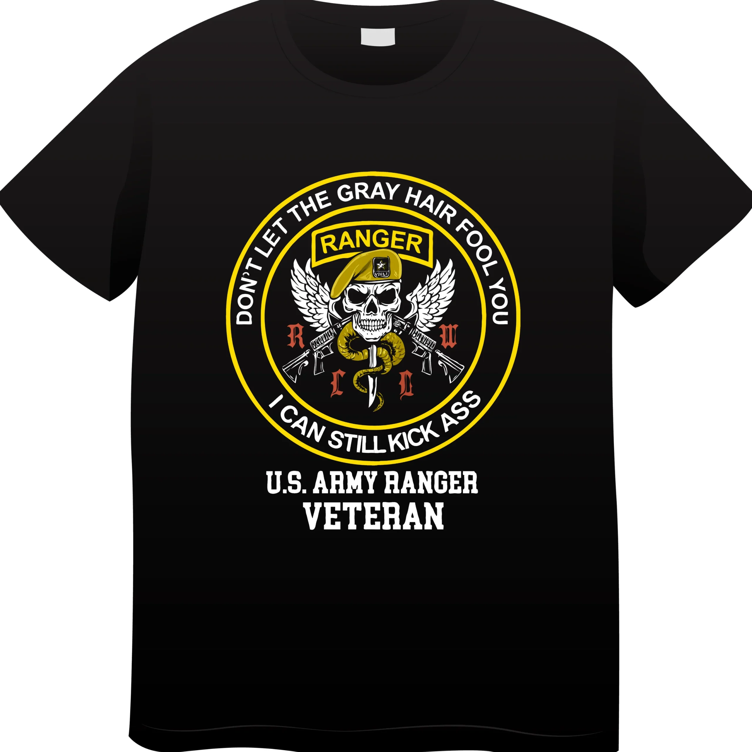 U.S. Army Ranger Veteran T-Shirt | Gray Hair Still Kicks Ass - Image 4
