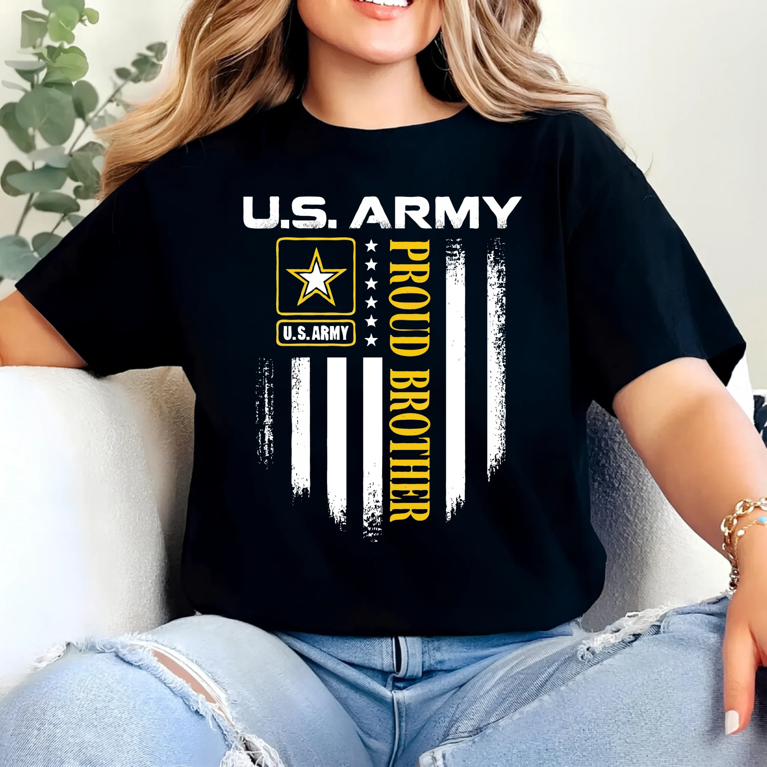 U.S. Army Proud Brother T-Shirt | Military Flag Graphic Tee - Image 2